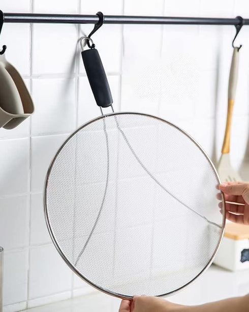 Large Splatter Screen for Frying Pan, 15 Inch Stainless Steel Grease Splatter Guard, Mesh Frying Screen Keeps Kitchen Clean and Protects Skin From...