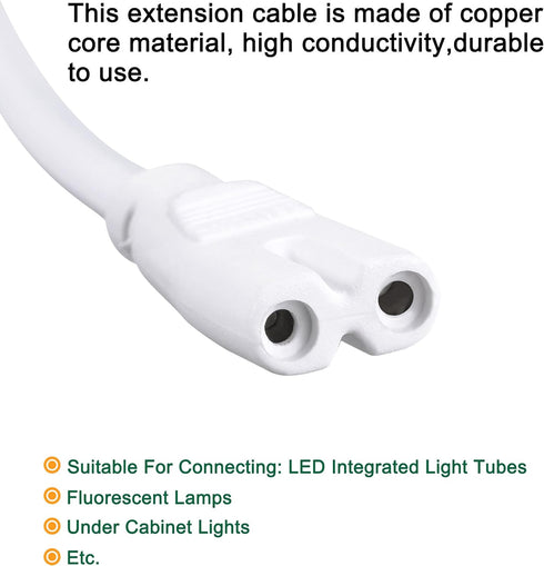 MECCANIXITY T5 T8 LED Tube Power Extension Cable with On/Off Switch, 2 Pin 3 Meter Length Wire White for LED Integrated Light Tube Fixture...