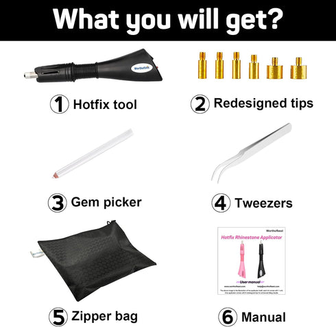 Worthofbest Hotfix Applicator Tool, Hot Fix Tool, Hotfix Rhinestones Applicator, Bedazzler, Hot Fix Applicator Tool Kit for Clothes, Fabric, Cards...