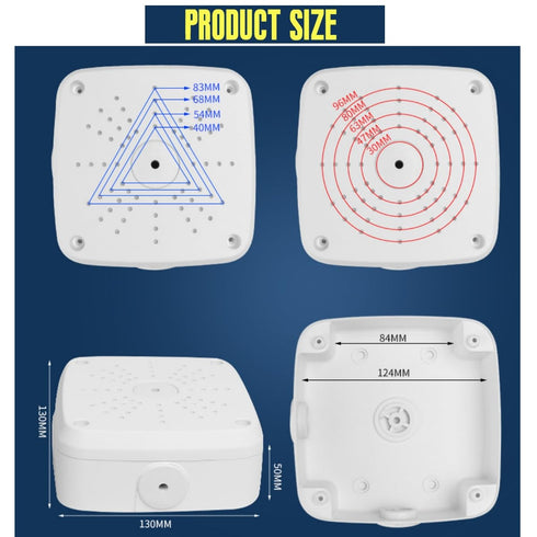 5" Security Camera Base Junction Box, Universal Electrical Box for CCTV Surveillance Cameras, Plastic Waterproof Junction Box Mount Bracket (5" Sq...
