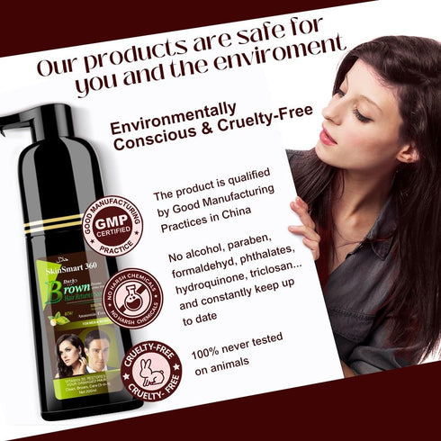 No-Stain Hair Dye Shampoo for Men & Women, No-Stain on Skin & Scalp, Natural Ingredients, Ammonia & Parabens-Free, Up to 100% Gray Coverage, Easy ...