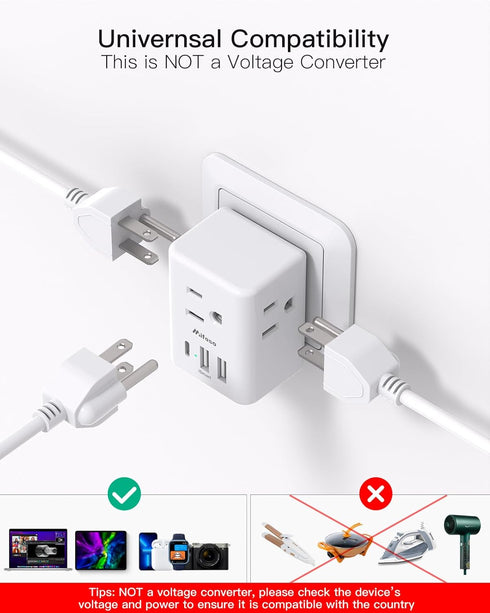 Switzerland Travel Plug Adapter, Swiss Outlet Adapter with 3 Outlets 3 USB Charging Ports(1 USB C), Type J Power Adapter, Travel Essentials US to ...