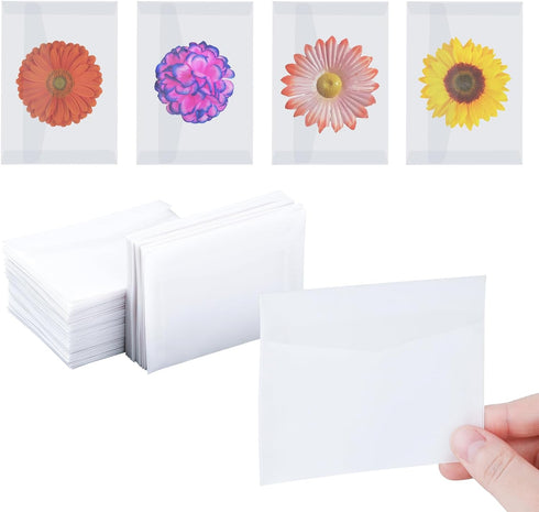 50 Pcs Glassine Envelopes, 3.9 x 2.7 Inches Clear Envelopes for Seeds Coin Collecting Lottery Ticket Stamp Card, White Translucent Paper Envelopes...