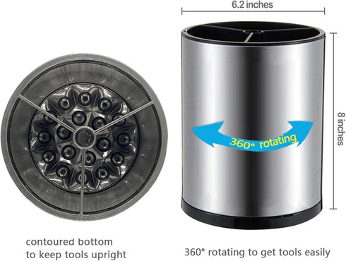 Stainless Steel Rotating Utensil Holder, 6.2L X 6.2W X 8H...