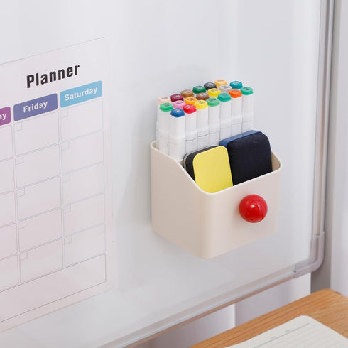 Magnetic Dry Erase Marker Holder, Beige Pencil Holder for Home Office Supplies, Whiteboard, Refrigerator, Locker Accessories, Plastic Wall Remote ...