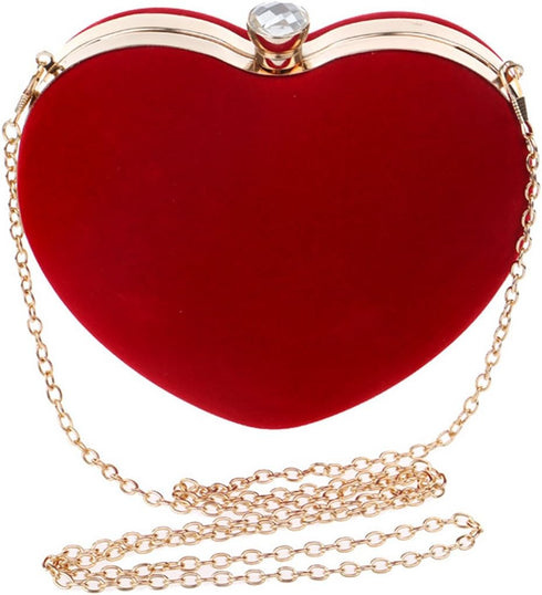 Women Heart Shaped Handbag Mini Clutch Chain Purse Chic Shoulder Bag Evening Tote...