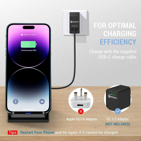 20W Fast Wireless Charger,Wireless Charging Stand Compatible with iPhone 15,15 Pro,14,13,12,11 Series/X/XS/XR/8, Phone Charger for Galaxy S24/S23/...