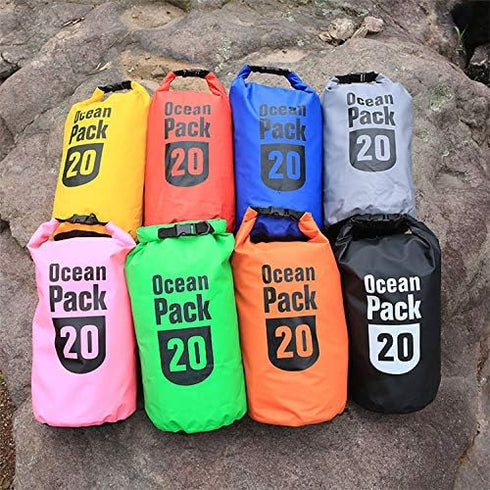 Upgraded Waterproof Dry Bag Storage Bags 20L, Roll Top Sack Keeps Gear Dry for Rafting, Boating, Camping, Hiking, Fishing Black...