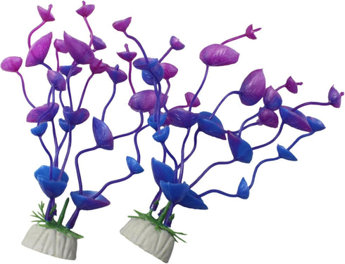 4 Pcs Green Artificial Plastic Plants Fish Tank Plants Fish Aquarium Decoration (Purple)...