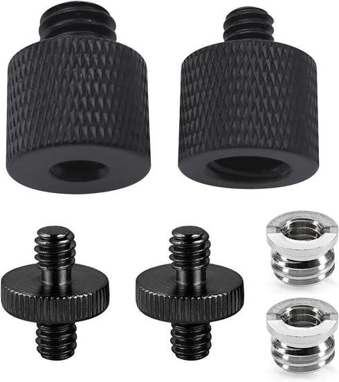 Threaded Tripod Screw Adapter Double Head Stud Standard Mounting Thread Converter 1/4" Male to 3/8" Female Adapter Set for Camera Cage Mount Light...