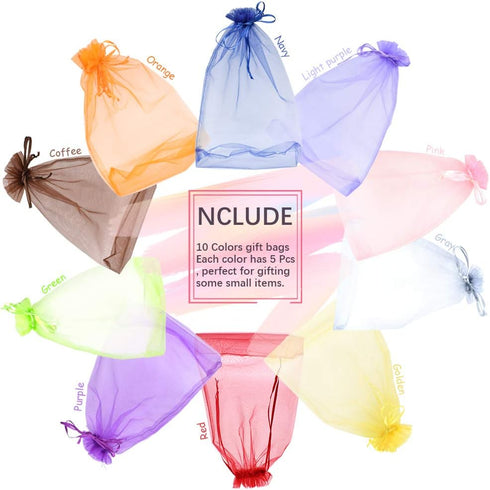 50Pcs 8 x 12 Inch Drawstring Organza Gift Bags - Jewelry, Party, Wedding Favor, Festival, Candy Bags (50Pcs Mix Color)...