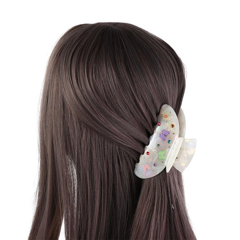 2Pcs Women Hair Claw Retro Butterfly Rhinestone Hair Claw Clip Fashion Spring Clip Acetate Shark Clip for Girls Female Hair Accessories Hair Care ...