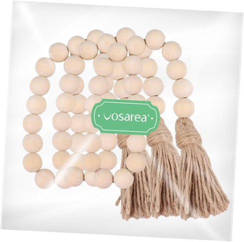 Garneck Wood Bead Garland,Farmhouse Tassels Beads, Rustic Country Decor Prayer Beads for Home Door Knob Christmas Decoration (1 Pack) (1pack) (3pa...