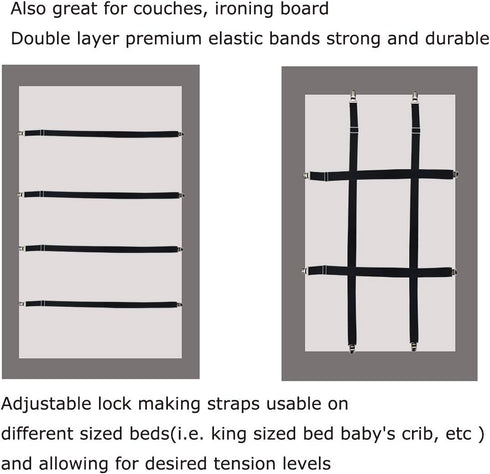 Long Bed Sheet Clips,Adjustable Bed Fitted Sheets Mattress Holder Straps Suspender Fastener,4 Pieces (White)...