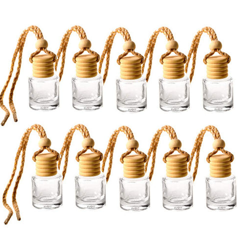 ConStore 10pcs Car Hanging Glass Pendant Perfume Aromatherapy Bottle Refillable Hanging Diffuser Air Fresher Ornament Vials...