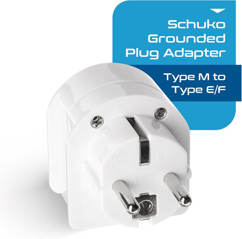 Ceptics SA-EU South Africa to Europe Schuko Grounded Plug Adapter (250V - Max 13A)...