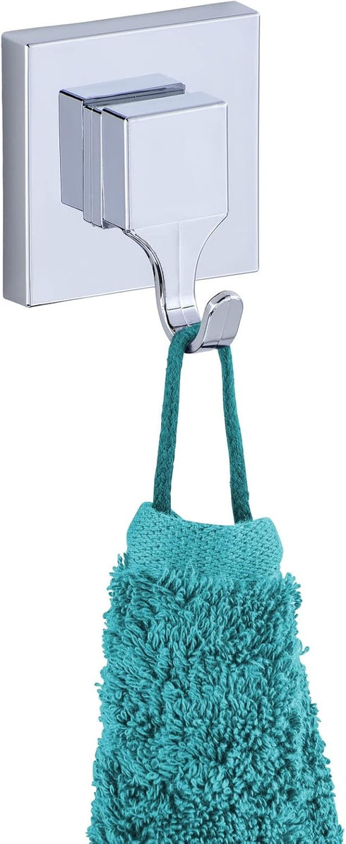 Wenko "Quadro Wall Hooks with Vacuum-Loc, Silver, 2-Piece...