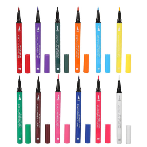 Coloured ,12PCS Liquid Set Matte Liquid Long Lasting Waterproof Pen Colorful Eyebrow Pencil Eyebrow Lip Liner Pencil Highly Pigmented Colored Matt...