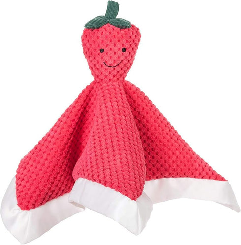 Apricot Lamb Stuffed Fruit Strawberry Security Blanket Infant Nursery Character Blanket Luxury Snuggler Plush baby lovey(Strawberry, 13 Inches)...