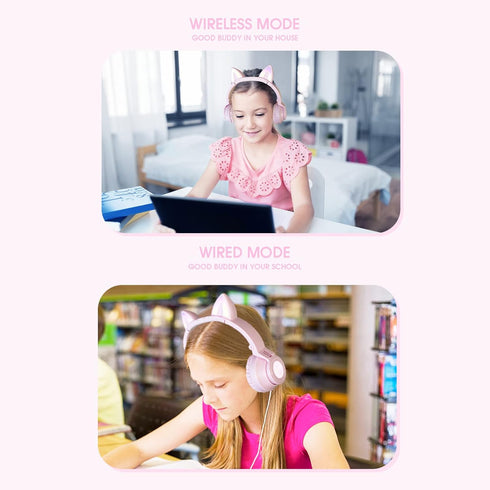 Cat Ear Bluetooth Headphones,Toddlers Kids wireless Headphones for boys girls Amazon Fire Tablet/Laptop/Pad/School (purple)...