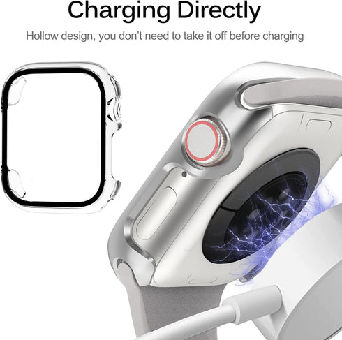 Miimall Compatible for Apple Watch Series 9 41mm Case with Built-in Glass Screen Protector, Hard PC Shockproof Anti-Scratch Waterproof Bumper Case...