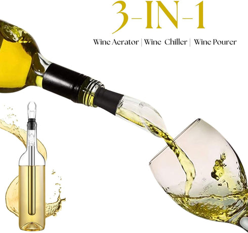 Wine Chiller Stick, Stainless Steel Wine Cooler Stick Chills Wine & Keeps It Cool, Rapid Bottle Chilling Rod for Cooling & Aerating, Iceless Wine ...