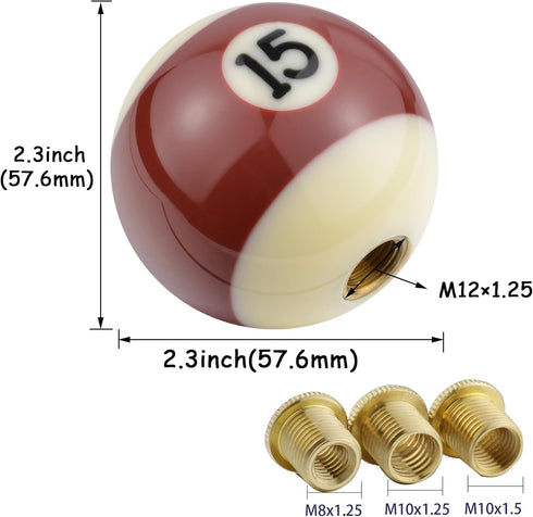 Resin Pool Ball Gear Shift Replacement Handle Number 15 Lever Stick Shifter Knob Car Grip Head for Most Manual Automatic Vehicles, Brown...