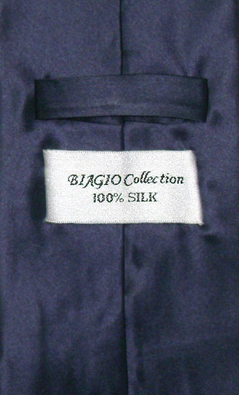 Biagio 100% SILK NeckTie Solid NAVY BLUE Color Men's Neck Tie...