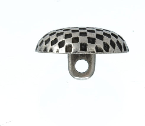 Mibo 8pcs Zinc Die Cast Shank Button - Half Ball with Checkered Pattern - 32L(20mm) - Antique Silver...