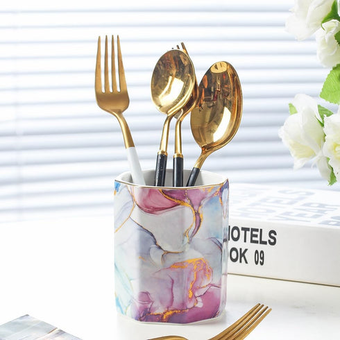 Ceramic Pencil Holder Pen Holder for Desk Cute Pencil Cup Pot Desk Organizer Makeup Brush Holder(Purple)...