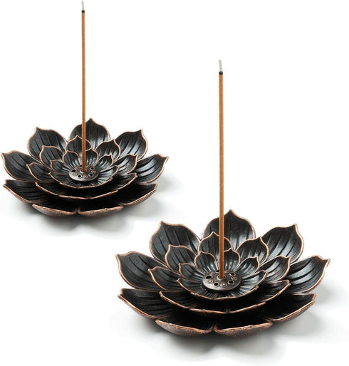 2 Pack Incense Burner, Incense Holder for Sticks, Brass Lotus Incense Stick Holder...