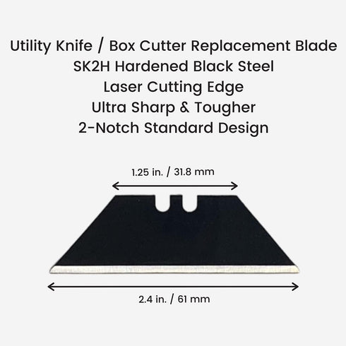 Berkling Utility Knife Blades 100 PCS With Dispenser, SK2H Laser Sharpened Hardened Black Carbon Steel, Ultra 3X Sharper, and 5X More Durable, Sta...