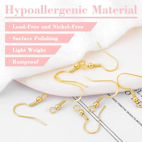 925 Sterling Silver Earring Hooks Hypoallergenic, 100Pcs Ear Wires Fish Hooks Earrings for DIY Jewelry Making with Jump Rings and Clear Rubber Ear...