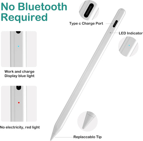 Stylus Pen with Box for iPad - Quick Charge Active Pencil with Palm Rejection Tilt Pressure,Magnetic Compatible iPad 10th/9th/8th/7th/6th Pro12.9 ...