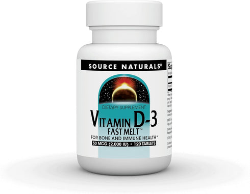 Source Naturals Vitamin D-3 2000 iu Supports Bone & Immune Health - Black Cherry Peach Flavor - 120 Fast Melt Tablets...
