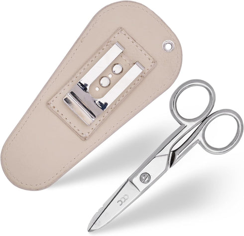 Multi Purpose Electrician Scissors With Leather Carrying Pouch - Heavy Duty Stainless Steel Electrical Shears With Stripping Notches, File & Scrap...