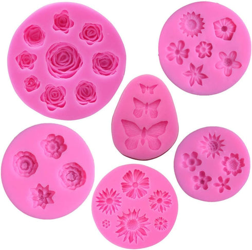 Flower Fondant Cake Silicone Mould Flower and Butterfly Candy Molds - for Cake Decoration,Chocolate Fudge, Polymer Clay, Soap, Confectionery Proje...