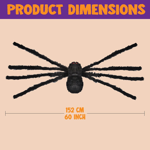 JOYIN 5 Ft. Halloween Outdoor Decorations Hairy Spider,Scary Giant Spider Fake Large Props for Yard Party Decor, Black...