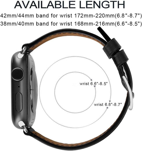 Leather Band Compatible with iWatch 42mm/44mm/45mm Genuine Leather Strap Bands Replacement for iWatch Series 1-8 Ultra 42/44/45/49 mm Bracelet Loo...