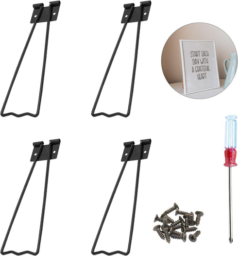 Jersvimc 4Pcs Black Frame Easel Back Stand, Iron Picture Holder Stand Metal Photo Easel Stand Cardboard Easel Backs with Screwdriver and Screws fo...