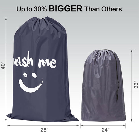HOMEST XL Wash Me Travel Laundry Bag, Dirty Clothes Organizer, Large Enough to Hold 4 Loads of Garments, Easy Fit a Hamper or Clothing Basket, Gre...