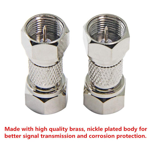 Male to Male Coax Connector, 2 Pack 75 Ohm F Type RG6 Coaxial Cable Adapter, Cable Extension Coupler for TV, Antenna, Splitter, Amplifier...