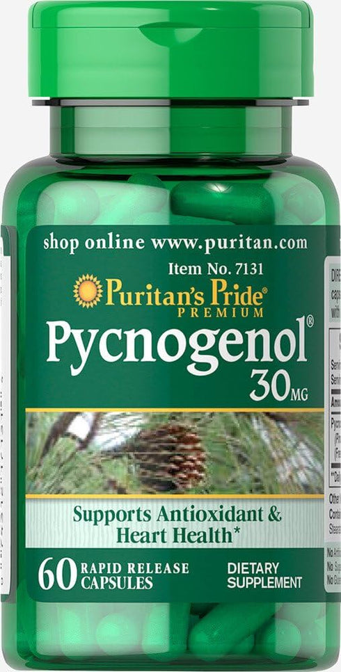 Puritan's Pride Pycnogenol 30 mg, 60 Count, White...