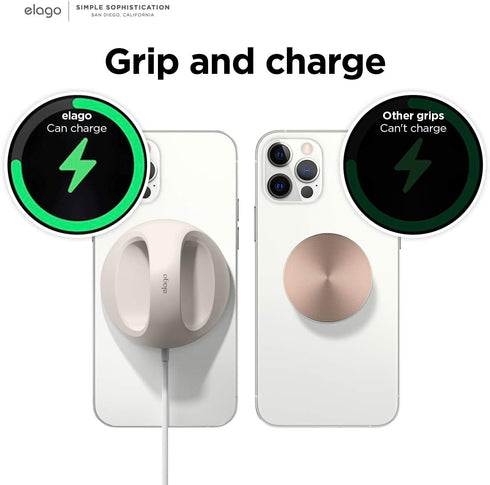 elago Grip Stand Compatible with MagSafe Charger, Phone Holder Compatible with iPhone 15/14/13/12 Series, Designed for Nightstand Mode [Charging C...