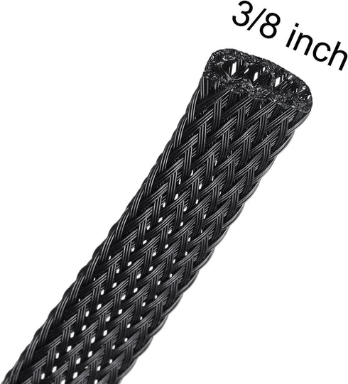 uxcell 50 Ft - 3/8 Inch Expandable Braided Cable Sleeve, PET Cable Management Wire Sleeving Cord Protector, Wire Wrap Loom Tube for TV Computer Au...