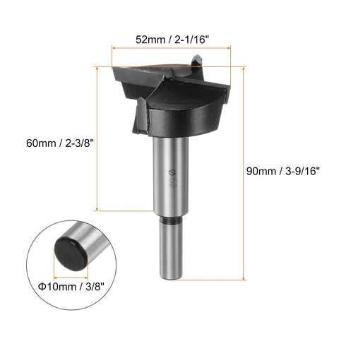 Forstner Drill Bit 52mm (2-1/16") Tungsten Carbide Wood Forstner Bit Opener Cutter for Hinge Hole Drilling Woodworking, Black...