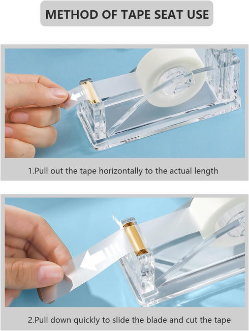 2-Piece Acrylic Tape Dispenser Desk - Durable, Stylish, and Versatile for Home, Office, or School - Fits Standard Tape Rolls - Desktop Convenience...