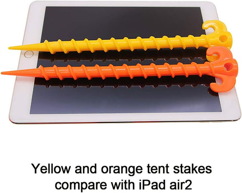 Canopy Stakes Canopy Anchors Beach Tent Stakes Heavy Duty Screw Shape 25 cm 10 inch - 8 Pack Orange Tent Stake for Outdoor Hiking Camping...