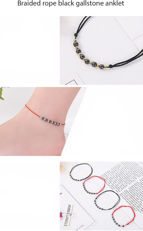 CSIYANJRY99 Anti-Swelling Obsidian Anklet for Women Handmade Braid Rope Waterproof Obsidian Ankle Bracelet Adjustable for Girs Minimalist Jewelry...