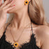 Sunflower Necklace Earring Bracelet Ring Set Boho Resin Petal Pendant for Women Jewelry Accessories...